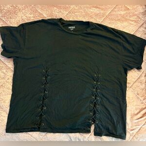Torrid Heritage Dark Gray Lace-Up Boxy Tee